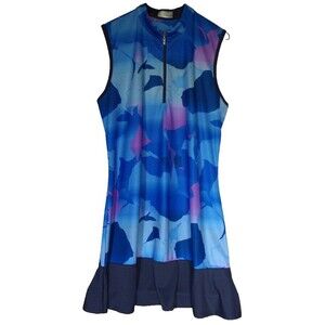 Callaway Blue Multicolor Opti-Dry Pickleball Golf Casual Dress UPF 50 Size XL